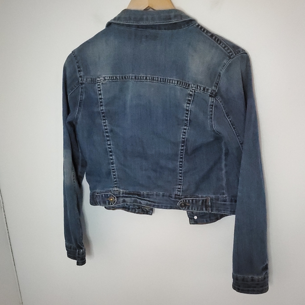 Hudson Distressed Denim Trucker Jacket L - Picture 6 of 7